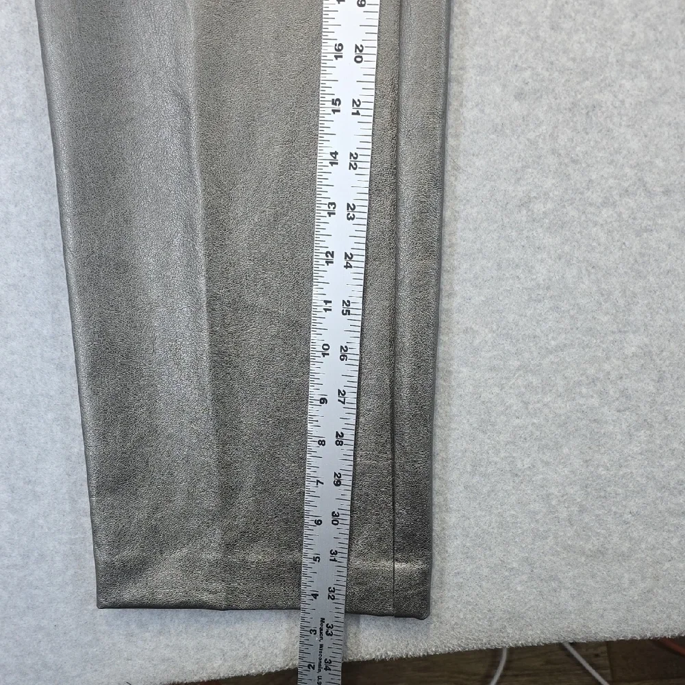Anne Klein Gunmetal Faux Leather Straight Leg Pants Size 4 NWT